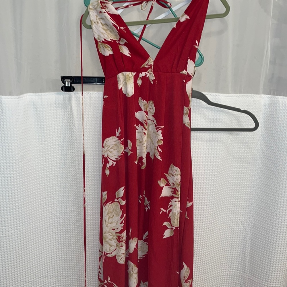 Maxi summer dress (floral-red)